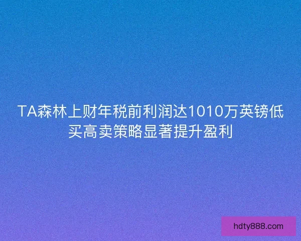 TA森林上财年税前利润达1010万英镑低买高卖策略显著提升盈利